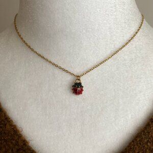 Handmade Ladybug 18K GOLD STAINLESS STEEL Necklace Dainty Bugs Whimsical Jewelry